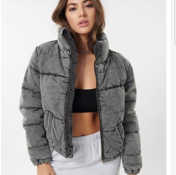 🌈GARAGE ACID WASH DENIM PUFFER JACKET-XS - Picture 6 of 8